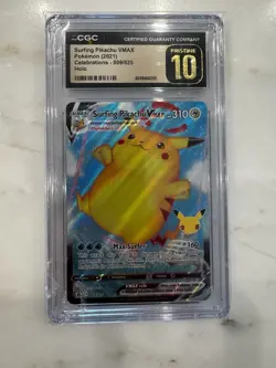 CGC 10 PRISTINE Surfing Pikachu Vmax 009/025 Pokemon Celebrations 2021 English - Image 1