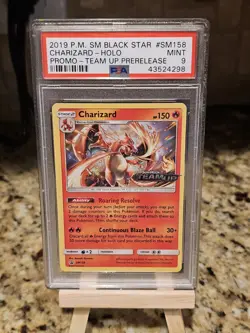 Pokemon Team Up Charizard SM158 Promo Prerelease Holo PSA 9 Stage 2 EN - Image 1