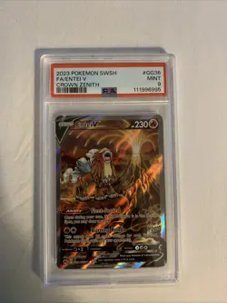 Pokemon Entei v Full Art Holo Rare Card Crown Zenith #GG36 (2023) PSA 9 Mint - Image 1