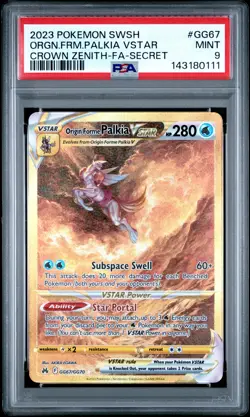 POKEMON SWORD & SHIELD CROWN ZENITH FULL ART/ORIGIN FORME PALKIA VSTAR PSA 9 - Image 1