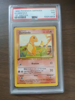 1999 Pokemon German Base Set 1st Edition Glumanda Charmander 46/102 PSA 7 NM WOT - Image 1