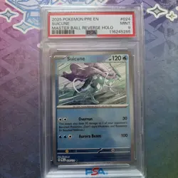 Suicune 24/131 Pokemon 2025 Prismatic Evolutions Master Ball Reverse Holo PSA 9 - Image 1