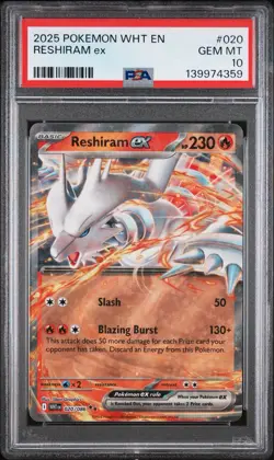 Pokemon Reshiram ex 020/086 Sv: White Flare Double Rare Holo Basic 230HP PSA 10 - Image 1
