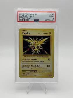PSA 9 2016 Pokemon XY Zapdos Holo Evolutions #42/108 graded card - Image 1