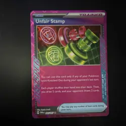 Pokemon Unfair Stamp ACE SPEC Rare Trainer-Item Holo Card 165/167 Twilight Masq… - Image 2