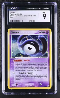 CGC 9 MINT Unown 2005 EX Unseen Forces Unown Set H/28 Holo Pokemon Card - Image 1