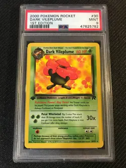 PSA 9 MINT Dark Vileplume 30 Team Rocket 1st Edition Pokemon Card - Image 1