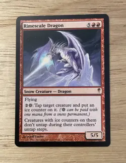 VTG MTG RIMESCALE DRAGON NM Magic The Gathering Rare Snow Creature Jeff Easley - Image 1
