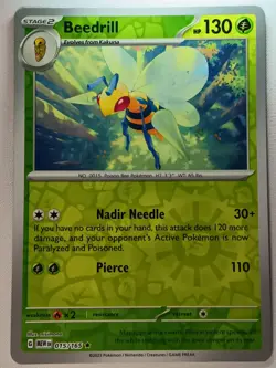 Beedrill 015/165 Rare 151 Pokemon Reverse Holo Lightly Played - Image 1