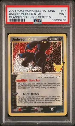 PSA 9 2021 POKEMON CELEBRATIONS UMBREON-GOLD STAR #17 CLASSIC COLLECTION - Image 1