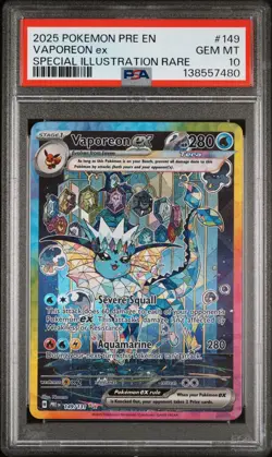 2025 Pokemon PRE EN Vaporeon EX Special Illustration Rare #149 PSA 10 GEM MINT - Image 1