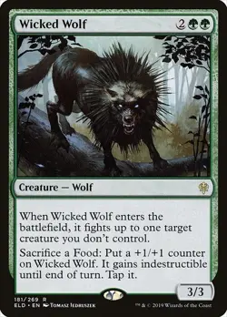Wicked Wolf 2x FOIL ELD MTG Throne of Eldraine Rare MINT green - Image 1