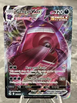 Pokemon TCG Fusion Strike Ace Gengar VMAX Holo Card 157/264 - Image 1