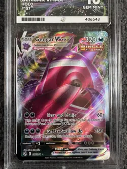 Pokemon Gengar VMAX Holo Ultra Rare TCG Fusion Strike Card 157/264 Ace 10 - Image 2