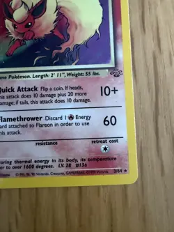 Pokemon TCG Flareon Jungle Holo Rare Card 3/64 - Image 4