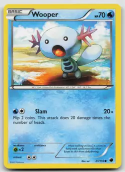 Wooper 21/116 Plasma Freeze Pokemon TCG Card - Image 1