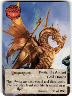 Spellfire CCG Uncommon Card Pyrite the Ancient Gold Dragon Dragonlance 35 / 100 - Image 1