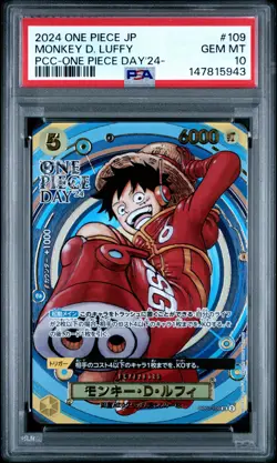 2024 ONE PIECE JPN PREM CARD COLL -ONE PIECE DAY'24- #109 MONKEY D. LUFFY PSA 10 - Image 1