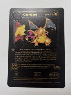 CHARIZARD 4/102 Base Set Vintage Black Foil RARE Fan Art Display Card NM - Image 1