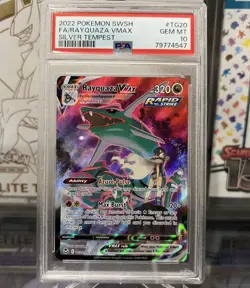 PSA 10 Rayquaza VMAX TG20/TG30 SWSH Silver Tempest Alt Art Holo Pokemon Card - Image 1
