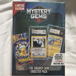 Pokemon Mystery Gems Box Sealed – 1 CGC Graded Card + 1 Booster Pack Sealed - Image 2