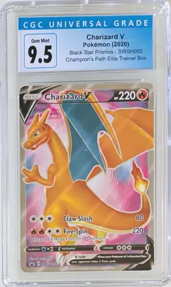 2020 Pokemon Black Star Promos Charizard V SWSH050 Sword & Shield Holo CGC 9.5 - Image 1
