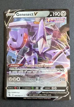 2021 Pokemon Genesect V Ultra Rare 185/264 Swsh08: Fusion Strike Holo - Image 1