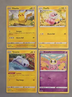 Pokemon TCG Pikachu 7/15 Holo McDonald 2022 Promo Bundle Flaaffy Tynamo Cutiefly - Image 1