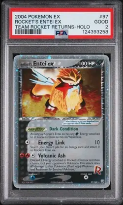 2004 Pokemon Ex Team Rocket Returns Set Rocket's Entei Ex 97/109 Holo PSA 2 GOOD - Image 1