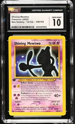 2002 Pokemon Neo Destiny Shining Mewtwo #109/105 1st Edition CGC 10 GEM MINT - Image 1