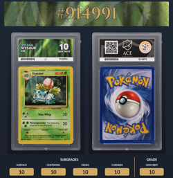 Pokemon TCG WOTC 1999 Base Set Ivysaur - Graded Ace 10 Gem Mint & Perfect Subs - Image 1