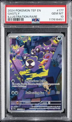 2024 POKEMON TEF EN-TEMPORAL FORCES ILLUSTRATION RARE #177 GASTLY PSA 10 - Image 1