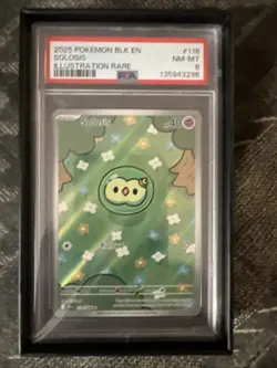 2025 POKEMON BLK EN-BLACK BOLT ILLUSTRATION RARE #118 SOLOSIS PSA 8 - Image 1