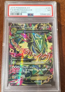 Pokemon M Rayquaza EX (105 Full Art) 105/108 Roaring Skies Holo PSA 7 - Image 1