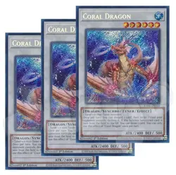 Yugioh Coral Dragon x 3 - 1st Edition Secret Rare NM - Plus Free Holo Card - Image 1