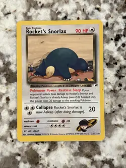 Pokemon Rocket's Snorlax Rare 033/132 Gym Heroes English 90 HP Unlimited - Image 1