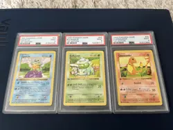 [PSA 9] 1999 Pokemon 1st Edition Base Set Starter Trio Squirtle Bulbasaur Charm - Image 2