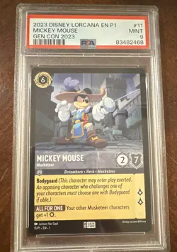 2023 Mickey Mouse - Musketeer 11 Disney Lorcana Gen Con Promo PSA 9 Mint - Image 1