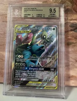 Pokemon TCG Celebi & Venusaur GX Holo Promo Card Sun & Moon SM167 Beckett 9.5 - Image 1