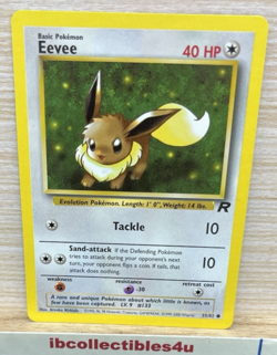Pokemon Card TCG Eevee Team Rocket 55/82 Unlimited Common WOTC 2000 NM - Image 1