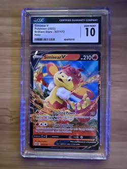 Pokemon TCG Simisear v Holo Card 027/172 Brilliant Stars CGC 10 - Image 1