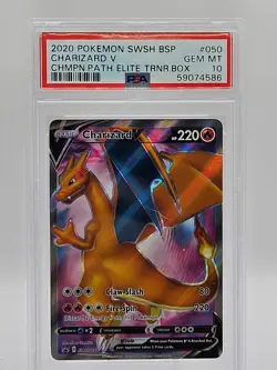 2020 POKEMON SWSH BLACK STAR PROMO #050 CHARIZARD V PSA 10 - Image 1