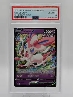 2022 POKEMON SWSH BLACK STAR PROMO V HEROES TINS #202 SYLVEON V PSA 10 - Image 1