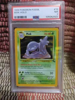 1999 POKEMON FOSSIL 13 MUK-HOLO PSA 7 NM - Image 1