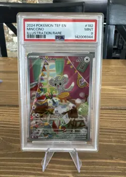 113378379 Minccino 2024 Pokemon Temporal Forces #182/162 PSA 9 - Image 1