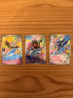 Rowlet, Litten & Popplio First Partner Illustration Collection Promo Set Pokemon - Image 1