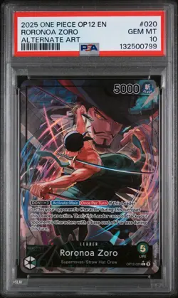 ONE PIECE OP12-LEGACY OF THE MASTER RORONOA ZORO OP12-020 PSA 10 - Image 1