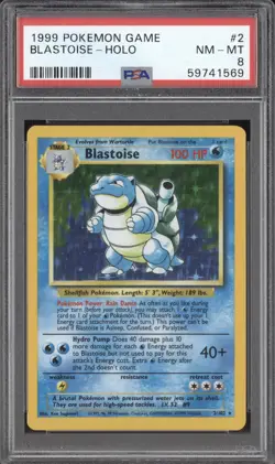 1999 Pokemon Blastoise Holo 2/102 Base Set PSA 8 - Image 1