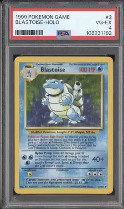 Blastoise 1999 Pokemon Base Set 2/102 Holo PSA 4 - Image 1