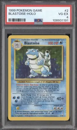 Blastoise 1999 Pokemon Base Set 2/102 Holo PSA 4 - Image 1